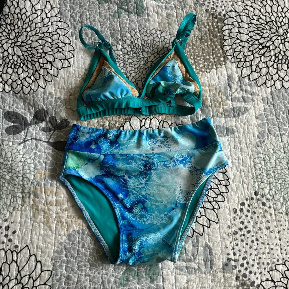 Blue and Teal Sports Bra
